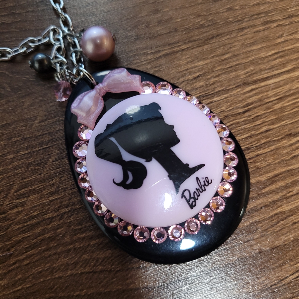 Barbie Pendant Necklace with Pink and Black Design